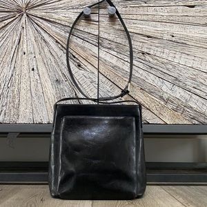 Black Leather Crossbody HOBO Bag